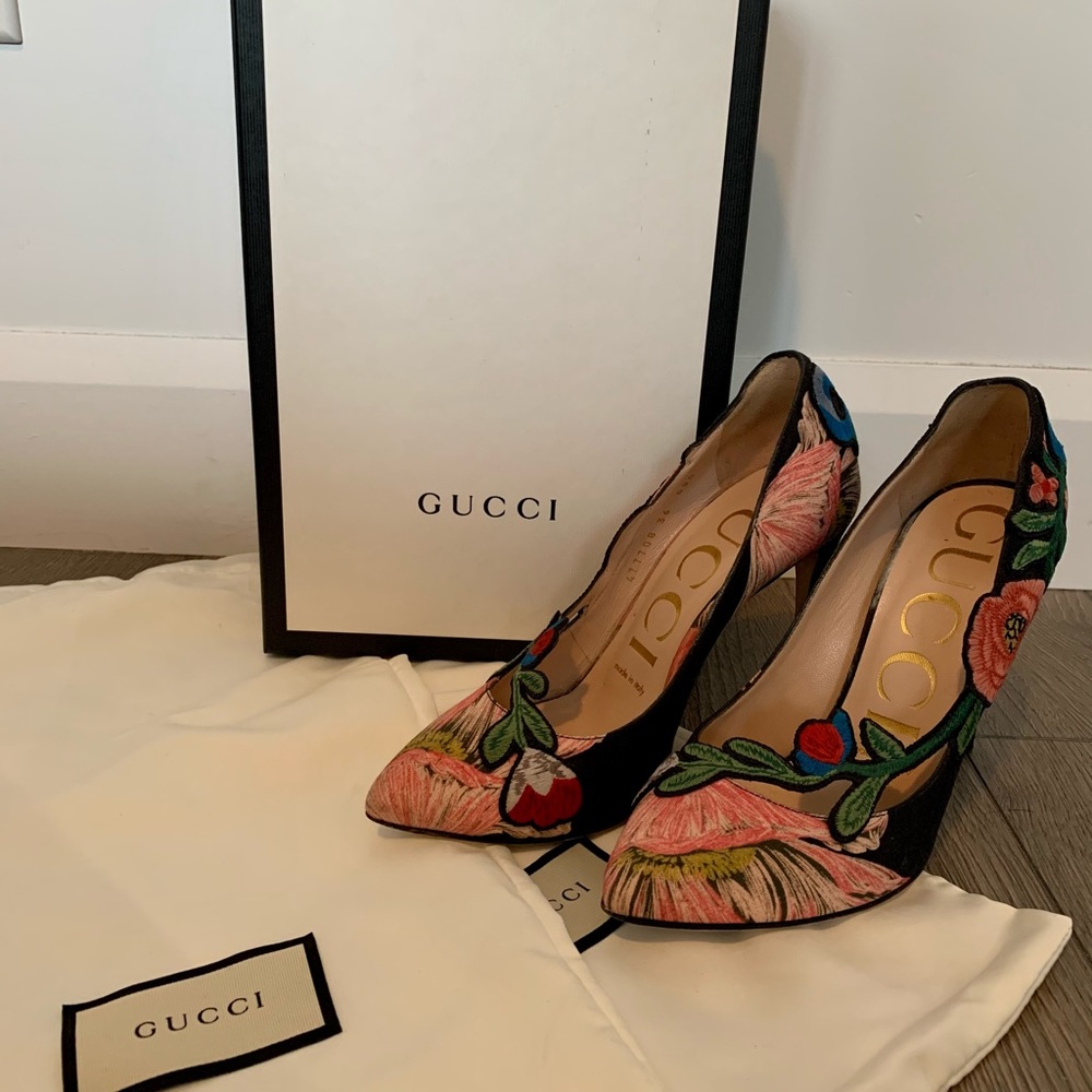 🔴SOLD🔴 Gucci Ophelia embroidered pump 100mm size 36 - Picture 1 of 8